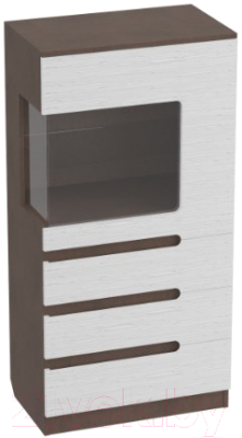 Шкаф с витриной Мебельград Виго R1400 (венге/белый дым)