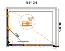 Душевой уголок Cezares RELAX-AH-2-100/80-P-Bi