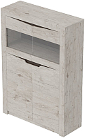 Шкаф с витриной Мебельград Соренто 2-х дверный 107x38.5x150 (дуб бонифаций/кофе структурный матовый) - 