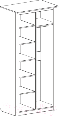 Шкаф Мебельград Элана 2-х дверный 101x41x208.5 (дуб сонома)