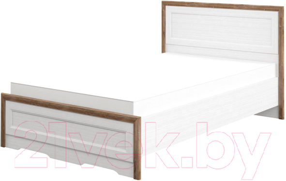 Полуторная кровать Мебель-Неман Тиволи МН-035-25-120 (белый структурный/дуб стирлинг)