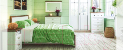 Двуспальная кровать Мебель-Неман Тиволи МН-035-25-160 (белый структурный/дуб стирлинг)