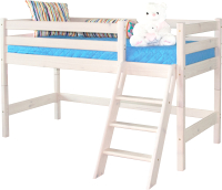 Кровать-чердак детская Мебельград Соня вариант 12 (массив сосны белый) - 