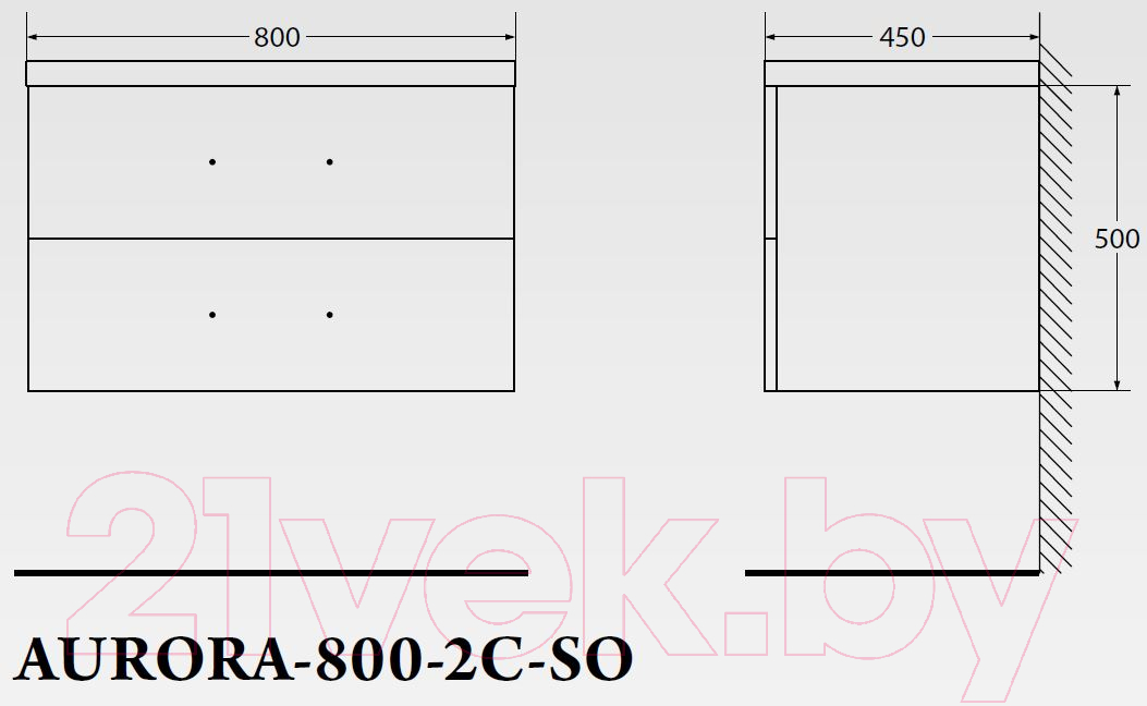 Тумба под умывальник BelBagno Aurora-800-2C-SO-PP