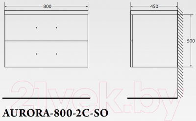 Тумба под умывальник BelBagno Aurora-800-2C-SO-RGB