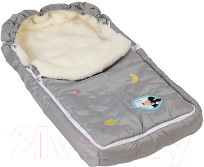 Конверт детский Polini Kids Disney Baby Микки Маус зимний (серый)