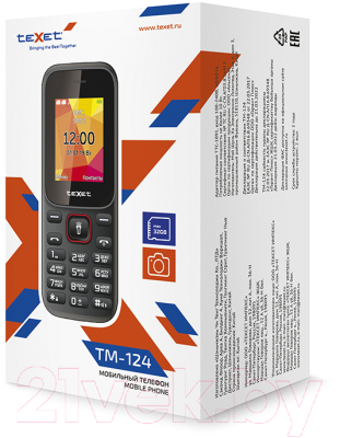 Мобильный телефон Texet TM-124 (черный/красный)