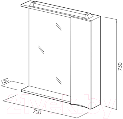 Шкаф с зеркалом для ванной BelBagno Marino-SPC-700/750-1A-BL-P-R