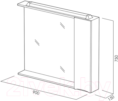 Шкаф с зеркалом для ванной BelBagno Marino-SPC-900/750-1A-BL-P-R