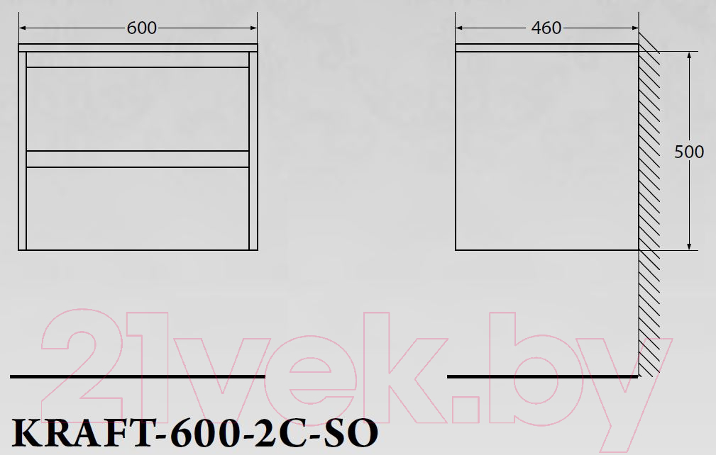 Тумба под умывальник BelBagno Kraft-600-2C-SO-BO