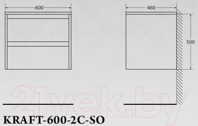 Тумба под умывальник BelBagno Kraft-600-2C-SO-RT