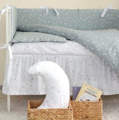Комплект постельный для малышей Martoo Comfy 4 / CM-4- GR/WT-ST (белый/серый, звезды)