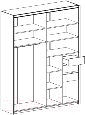 Шкаф-купе Мебельград Глазго с раздвижными дверями 180x60.5x230 (таксония/графит)