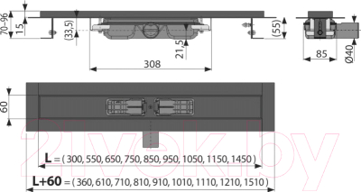 Трап для душа Alcadrain APZ101-850 (черный, без решетки)