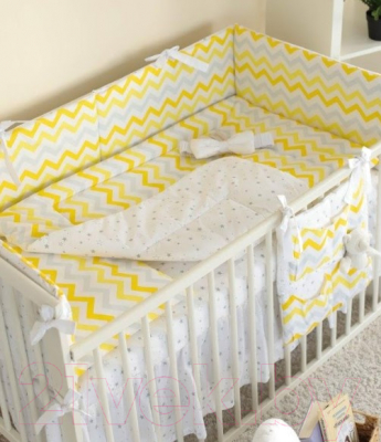 Комплект постельный для малышей Martoo Comfy Basik 7 / CM-BS-7OR-YGZ (желтый/серый, зигзаг)