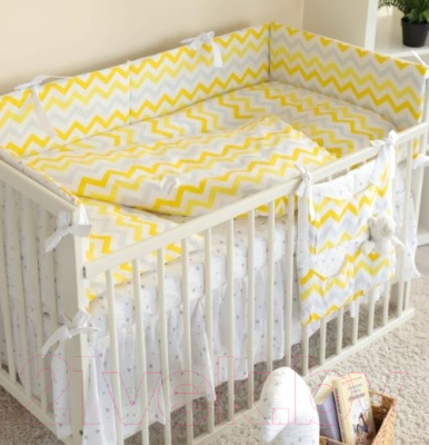 Комплект постельный для малышей Martoo Comfy 4 / CM-4-YGZ (желтый/серый, зигзаг)