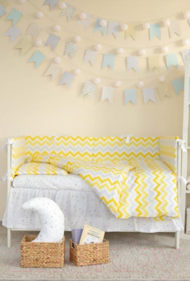 Комплект постельный для малышей Martoo Comfy 6 / CM-6-YGZ (желтый/серый, зигзаг)