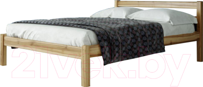 Односпальная кровать Мебельград Рино 90x200 с опорными брусками (массив сосны орех светлый)