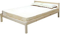 Полуторная кровать Мебельград Рино 120x200 с опорными брусками (массив сосны без покрытия) - 