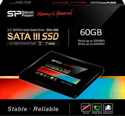 Жесткий диск Silicon Power Slim S55 60GB (SP060GBSS3S55S25) - коробка