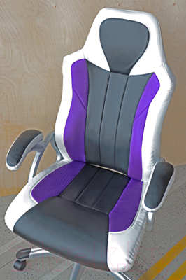 Кресло геймерское Mio Tesoro Луиджи X-2702 (белый/черный/фиолетовый)