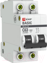 Выключатель автоматический EKF ВА 47-29 2P 16A (C) 4.5кА / mcb4729-2-16C