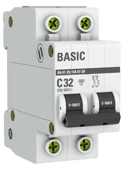 Выключатель автоматический EKF ВА 47-29 2P 32A (C) 4.5кА / mcb4729-2-32C