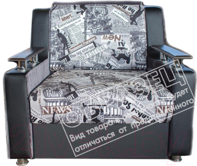 Кресло-кровать Кристалл Выкатной Гармония-2 0.7 (экокожа черный/велюр серый)