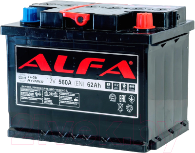 Автомобильный аккумулятор ALFA battery Hybrid R (62 А/ч)