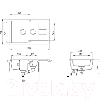 Мойка кухонная Aquasanita SQT151AW (светло-серый)