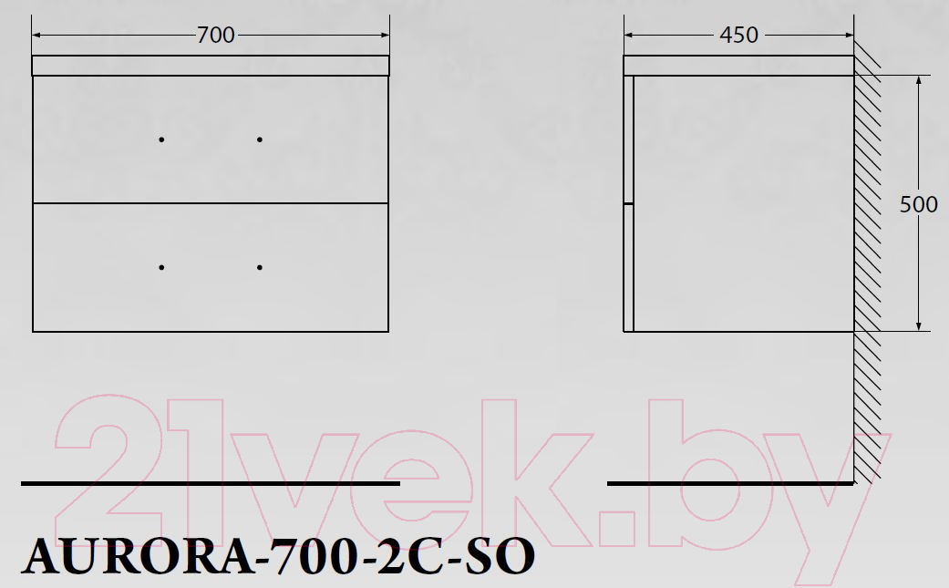 Тумба под умывальник BelBagno Aurora-700-2C-SO-RT