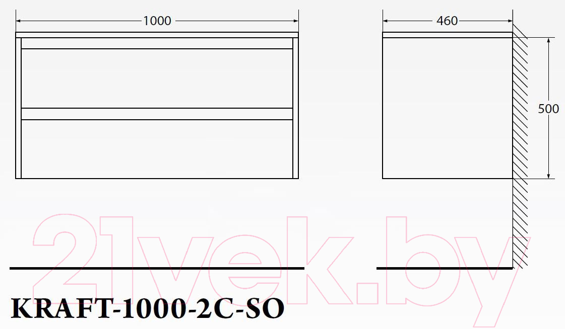 Тумба под умывальник BelBagno Kraft-1000-2C-SO-BO