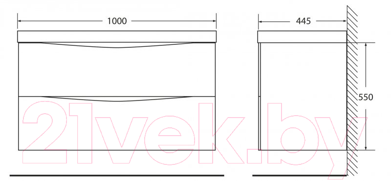 Умывальник BelBagno BB1000/445-LV-MR-PR