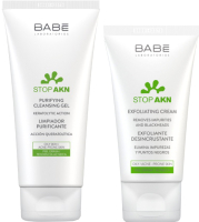 Набор косметики для лица Laboratorios Babe Stop Akn очищающий гель 200мл+крем отшелушивающий 50мл -