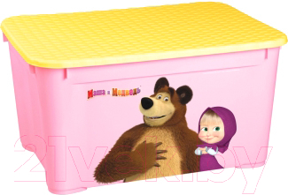 Ящик для хранения Бытпласт Маша и медвель 4313793 (розовый)