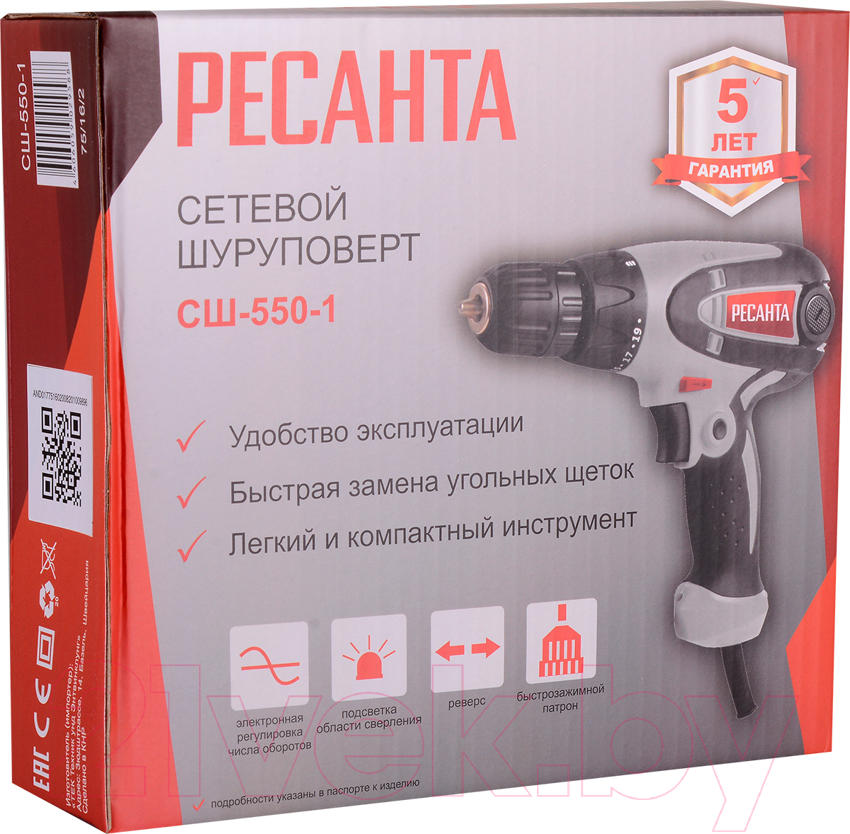 Дрель-шуруповерт Ресанта СШ-550-1 (75/16/2)