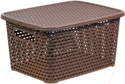 Ящик для хранения Idea Ротанг / М2375 (коричневый, с крышкой)