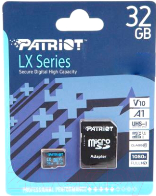 Карта памяти Patriot microSDHC LX Series 32GB + адаптер (PSF32GLX11MCH)