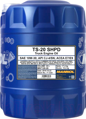 Моторное масло Mannol TS-20 SHPD 10W30 CK-4/SN / MN7120-20 (20л)