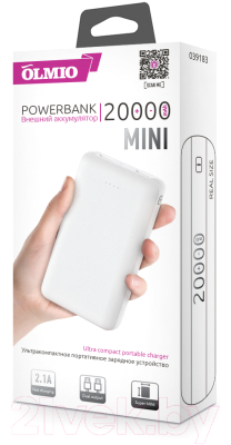 Портативное зарядное устройство Olmio Mini-20 20000mAh / 039183 (белый)