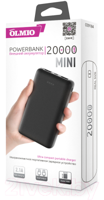 Портативное зарядное устройство Olmio Mini-20 20000mAh / 039184 (черный)