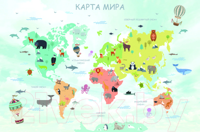 

Фотообои Vimala, Карта мира 3D