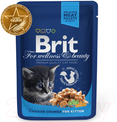 Влажный корм для кошек Brit Premium Chicken Chunks for Kitten / 100309 (100г)