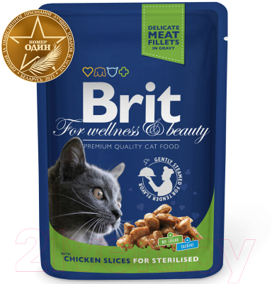 Влажный корм для кошек Brit Premium Chicken Slice for Sterilized / 100310 (100г)
