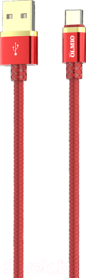 Кабель Olmio Deluxe USB 2.0 - Type-C 2.1A / 038856 (1м, красный)