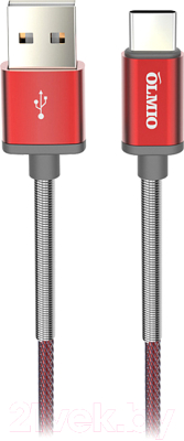 Кабель Olmio HD USB 2.0 - USB Type-C 2.1A / 038839 (1.2м, красный)