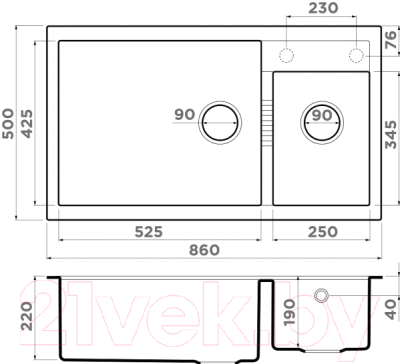 Мойка кухонная Omoikiri Tedori 86-2-LB-BE (4993933)