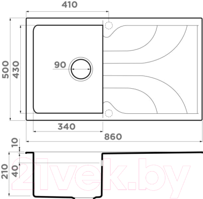 Мойка кухонная Omoikiri Yasugata 86-EV (4993874)