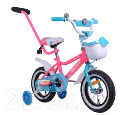 Детский велосипед с ручкой AIST Wiki 12 2020 (розовый)