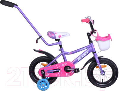 Детский велосипед с ручкой AIST Wiki 12 2020 (фиолетовый)